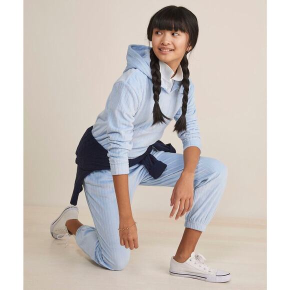 NWT Vineyard Vines Girls Velour Ribbed Hoodie Blue Size XL (16) - Picture 1 of 9